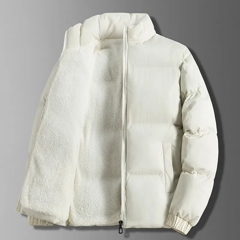 Winter Men Jacket Autumn Warm Fleece Fashion Thickened Cotton Padded Jackets Stand Collar Casual Coats Windproof Plus Size 6XL