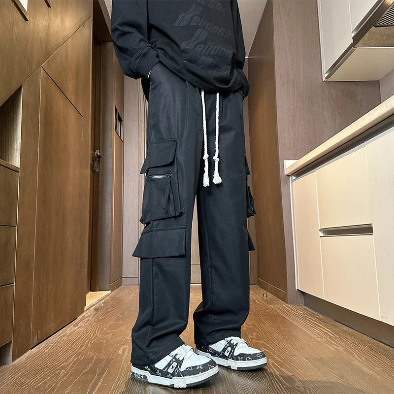 saferido Spring New Cargo Pants Men's Loose Straight Oversize Clothing Men's Baggy Sweatpants Multi-Pockets Jogger Trousers 5XL