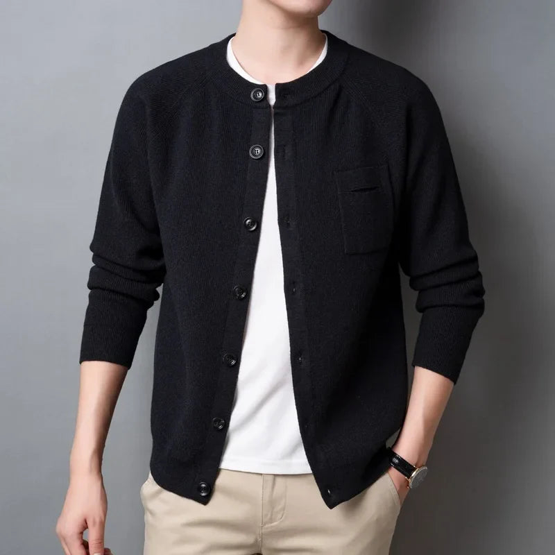 High Quality Fall Sweater Cardigan Men Knitting Pocket Sweaters Winter Warm Coat Male Single Breasted Top Camel Cardigan Sweater