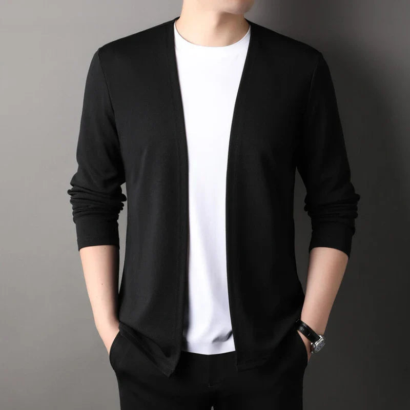 Autumn and Winter Men's Clothing Men's Knitted Cardigan V-neck Solid Casual Cardigan