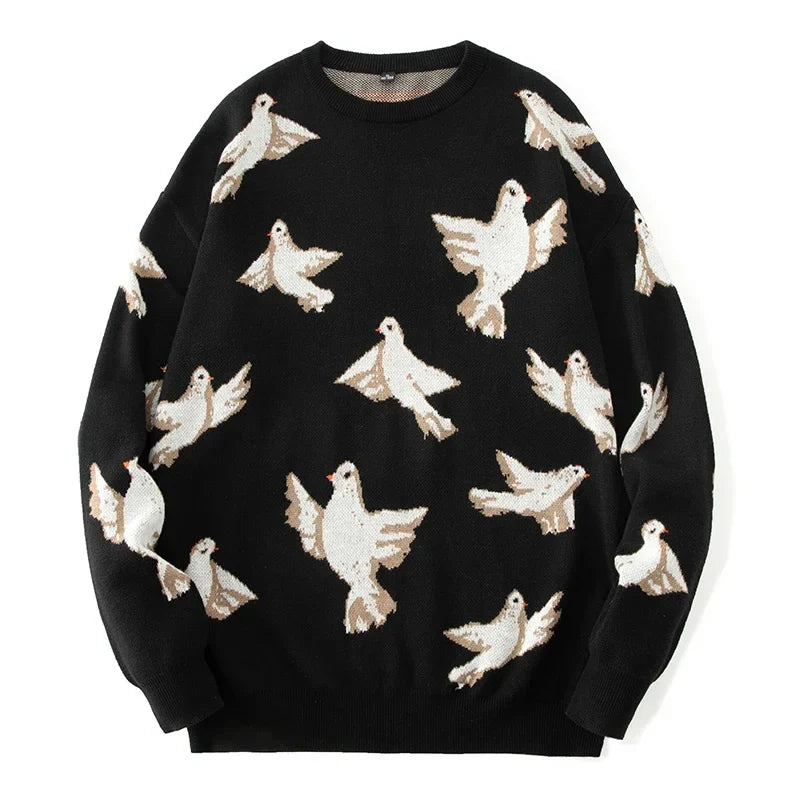 New Autumn Winter Casual Sweater Men Loose Harajuku Style Round Neck Long Sleeve Mens Fashion Pullovers Trendy Sweaters