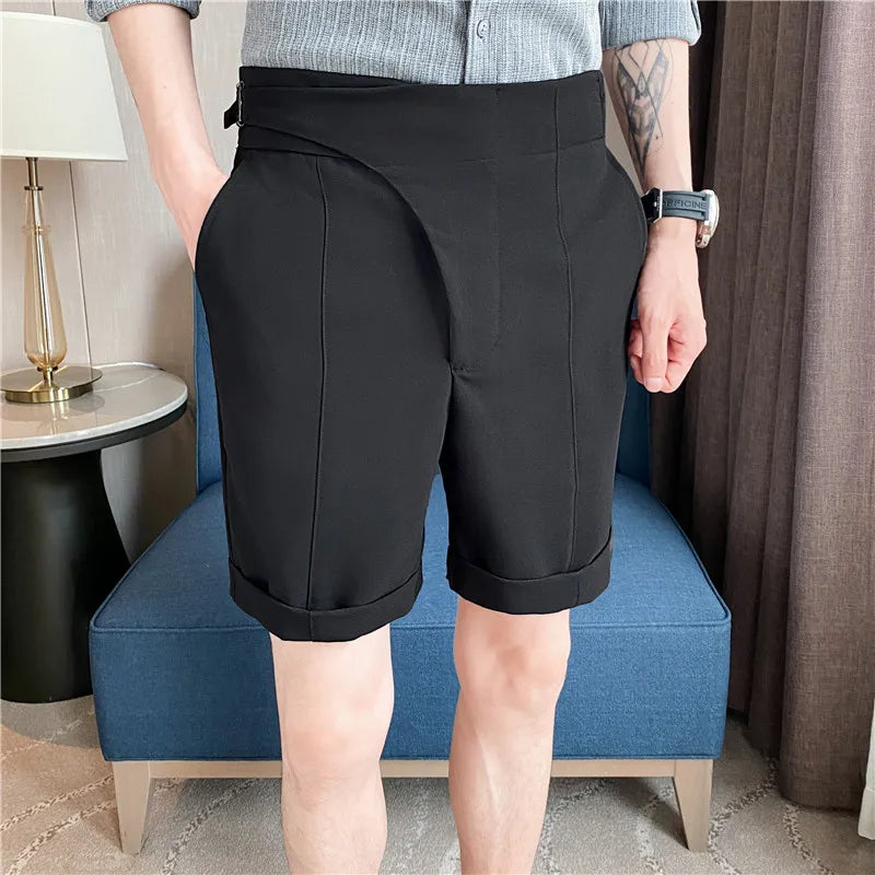 saferido Men Summer Shorts Korean Fashion Business Shorts Casual Chino Shorts Office Trousers Cool Breathable Summer Clothing S-3XL