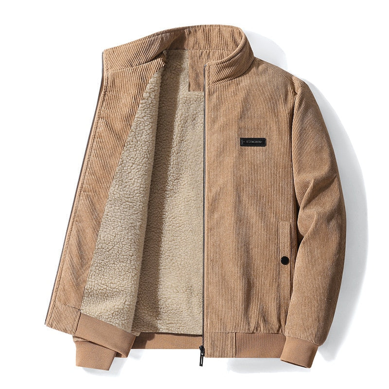 Men Clothing New Corduroy Coat Men's Winter Lamb Coat Winter Top Plus Velvet Thickened Large Size Jacket