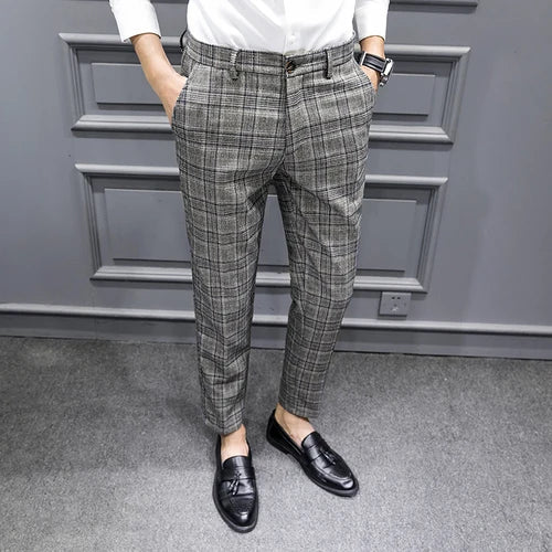 Men Clothing Plaid Business Suit Trousers/Male Slim Fit Fashin Leisure Suit Pants/British Formal Dress Suit Trousers 28-36