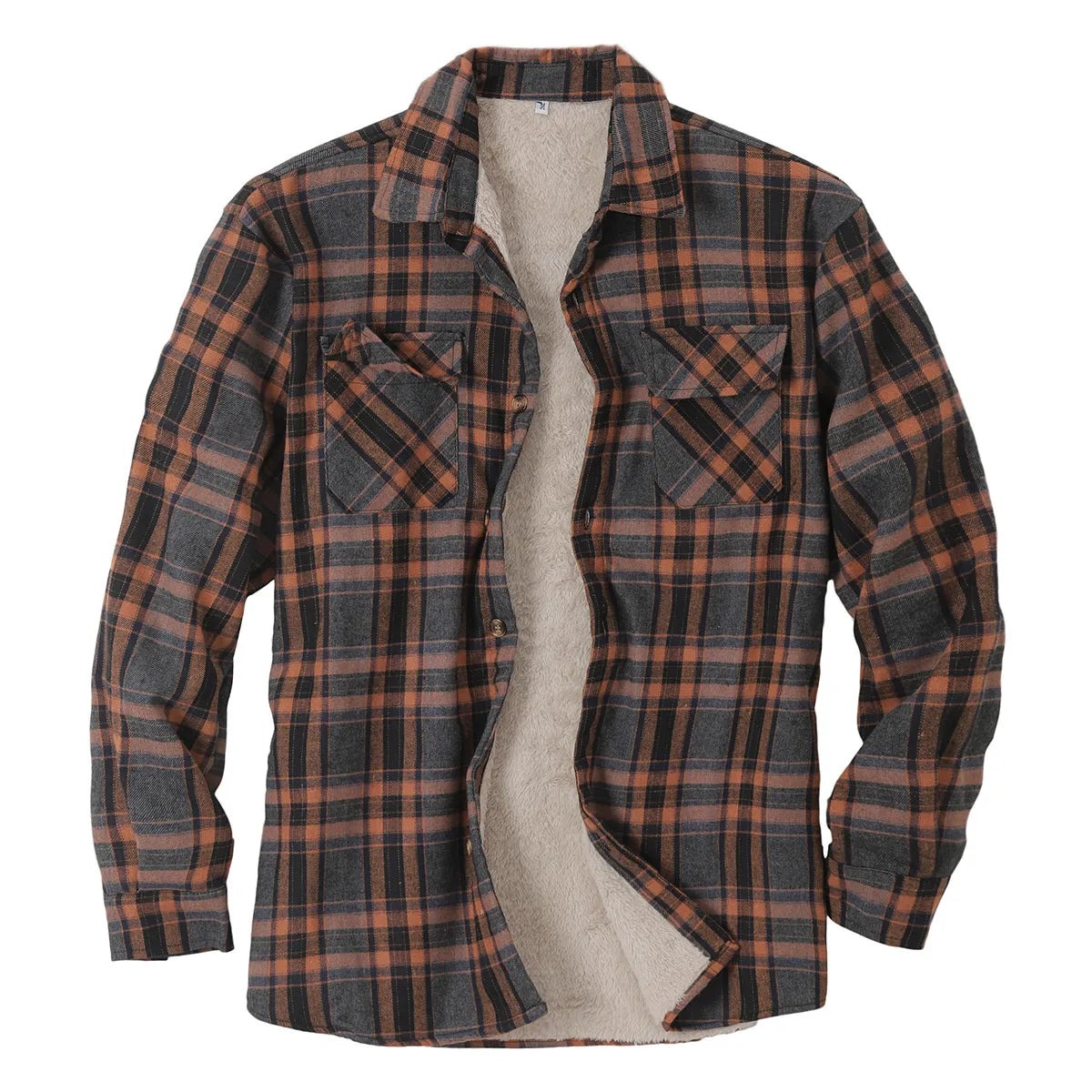 Casual camisas de hombre Winter Thick Plaid Shirts For Men Long Sleeve Sherpa Lined Shirt Fleece Jacket