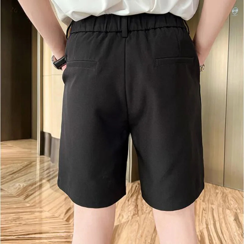 saferido Korean Style New Design Men Shorts Summer Short Suit Pants Green Beige Unisex Clothing Solid Thin Regular Fit Shorts S-3XL