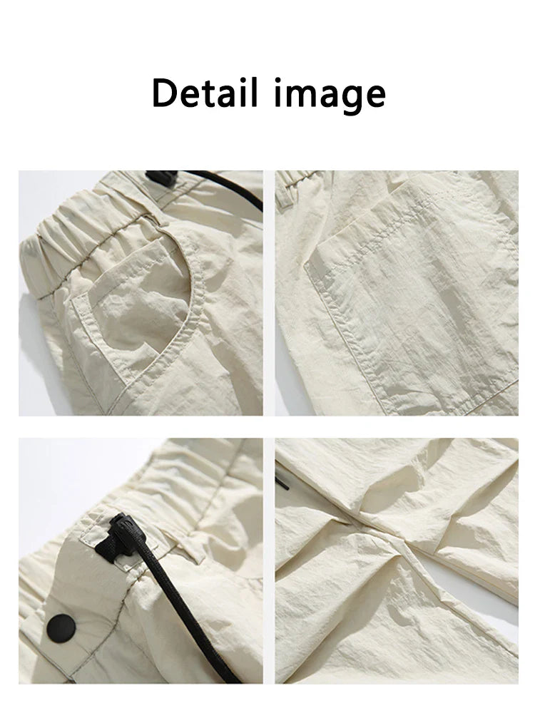 saferido Parachute Sports Pants Men Ice Silk Jogging Sweatpants Wide Leg Trousers Male Streetwear Loose Casual American Street