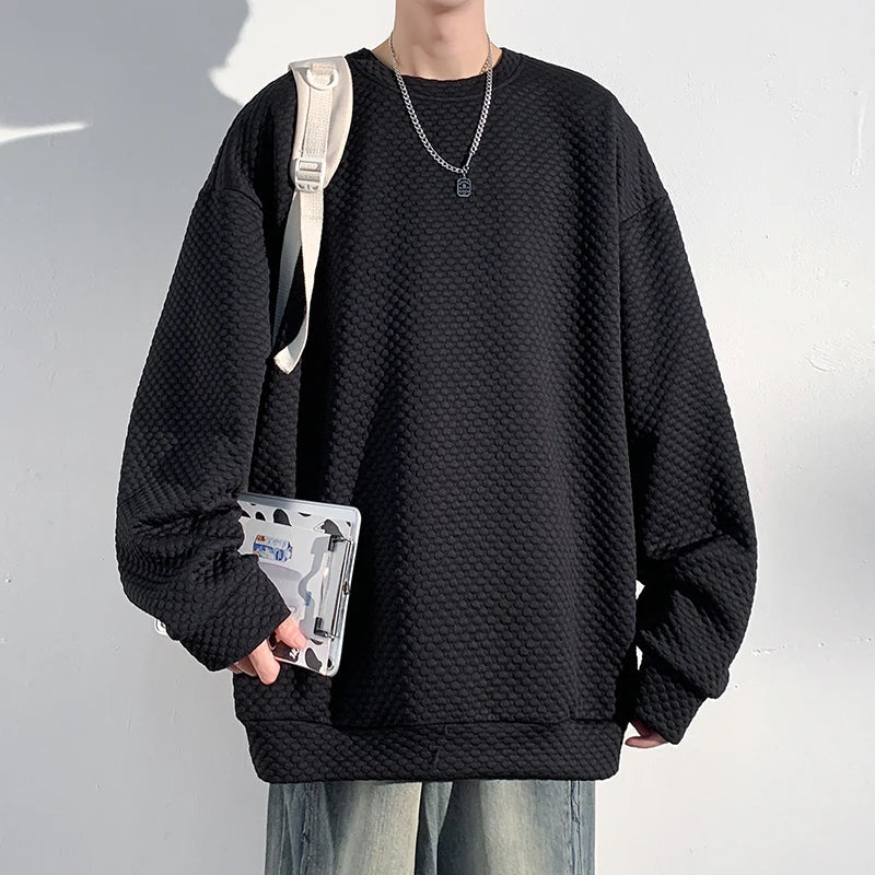 saferido Autumn New Hoodies Dot O-neck Sweatshirt Mens Streetwear Casual Fashion Mens Oversized Korean Harajuku Pullover 5XL-M