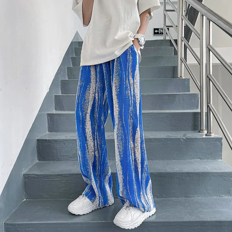 saferido Mopping Casual Pants Mens Spring Summer Oversize Fashion Sports Trousers Printed Loose Pants Straight Wide Leg Sweatpants S-5XL