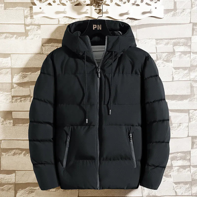 Fashion Parkas Male Thick Winter Overcoat Men's Casual Jacket Hat Warm Long Windbreaker Classic Windproof Business Hombre