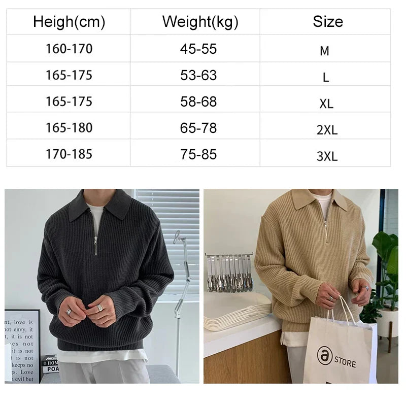 saferido Men Korean Fashion Knitwear Harajuku Knit Sweater Casual Pullovers Jumpers Warm Sweatshirts Vintage Sweaters Man Winter Clothing