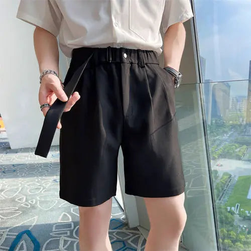 saferido Korean Style New Design Men Shorts Summer Short Suit Pants Green Beige Unisex Clothing Solid Thin Regular Fit Shorts S-3XL