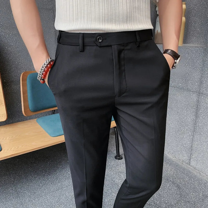 saferido Spring and Summer New Suit Pants Nine Minutes Pants Korean Slim Men's Business Casual Pants Men's Trousers Men Trousers 36