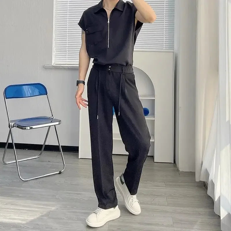 saferido Wide Men's Casual Pants Trend Polyester Male Trousers Regular Fit Fashion 2024 Plus Size Korean Style Aesthetic Big Xxxl Y2k