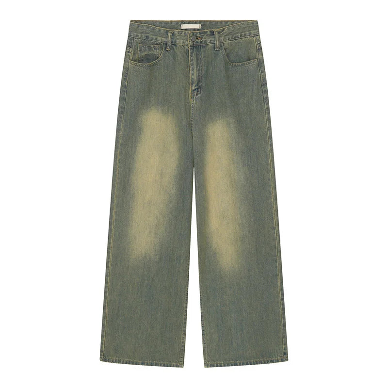 Vintage Men's Baggy Jeans Autumn New Wearproof Straight Tube Denim Pants Fashion Street Korean Style Casual Clothing