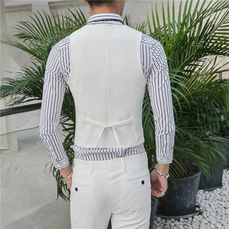 saferido Men spring high quality Business suit Vest/Male slim fit fashion office dress Blazers Vest 4XL-M