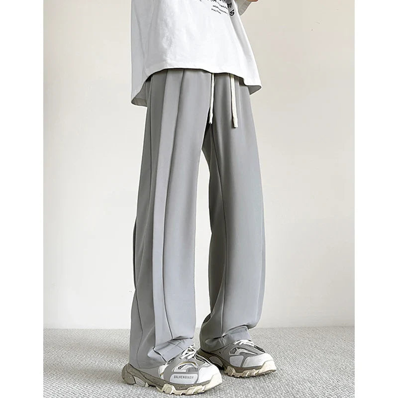 saferido Summer Casual Pants Men Oversized Solid Color Ice Silk Pants Men Streetwear Loose Straight Pants Men Trousers Large Size 5XL
