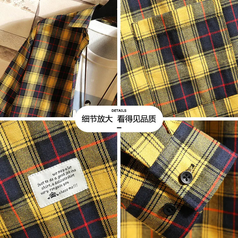 saferido Spring Men's Flannel Cotton Long Sleeve Plaid Shirt High Quality Button Down Casual Shirt For Men Slim Fit Fashion All-match