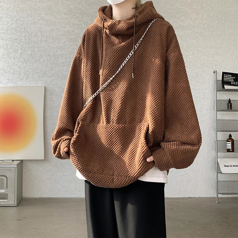 saferido Harajuku Corduroy Hoodies Men High Quality Streetwear Loose Y2k Hip Hop Hooded Sweatshirts Couple Clothing Female Pullovers