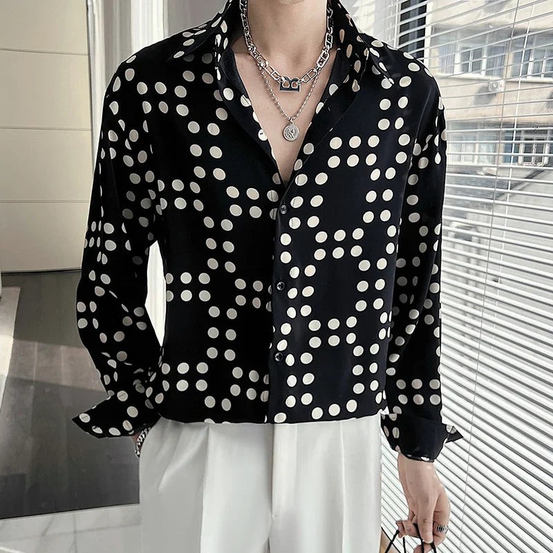 New Summer Men's Printed Shirts Oversized Clothing Casual Long Sleeve Striped Plaid Vintage Thin Draped Stretch Hawailan Blouses