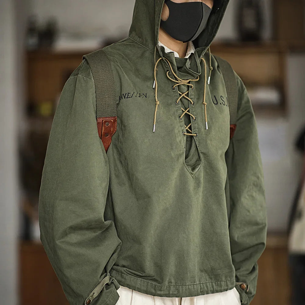 saferido American Vintage Deck Suit Short Windbreaker Bad Weather Coat Sweater Hoodie Men's