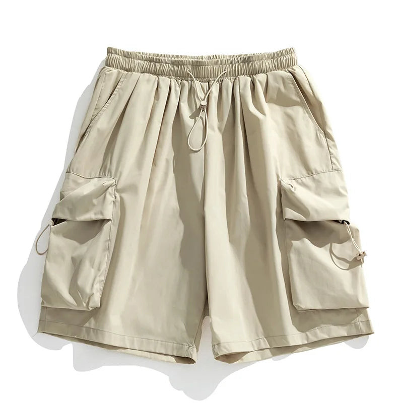 saferido Khaki Cargo Shorts Men Techwear Korean Casual Pants Male Jorts for Men Summer Loose Japanese Streetwear Hip Hop Pocket