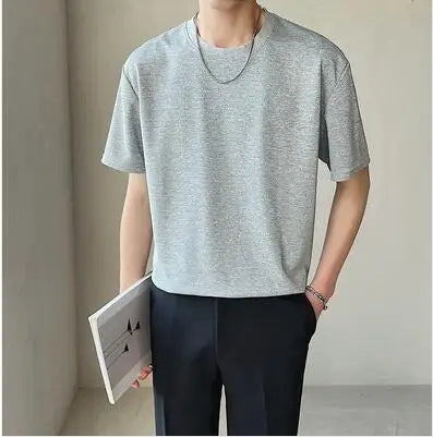 saferido Summer Men's High-grade Fabric Solid Color Tshirts Short Sleeve 8 Color British Style T-shirt Clothes Round Neck T Shirts