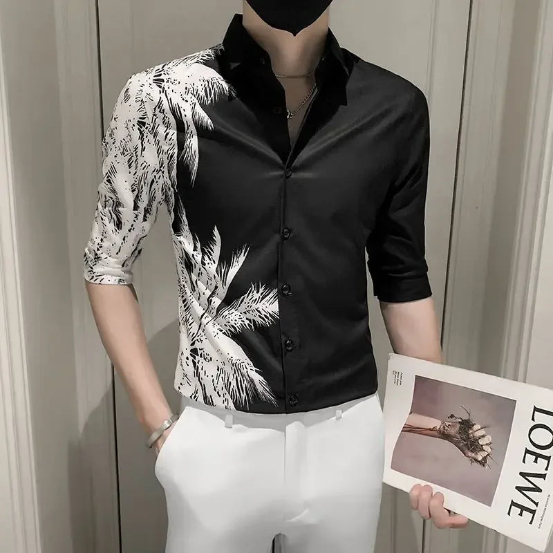 saferido Male Shirts Graphic Oversize White Half Sleeve Men's Shirt with Sleeves Designer Slim Fit Normal Fashion 2024 Korean Style Xxl I