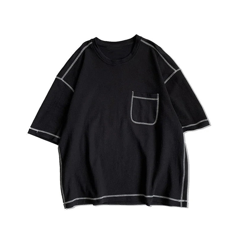 saferido Summer Men's Round Neck Casual T-Shirt Short Sleeve Loose Popular White/black T Shirts Oversized Style Tshirts M-2XL