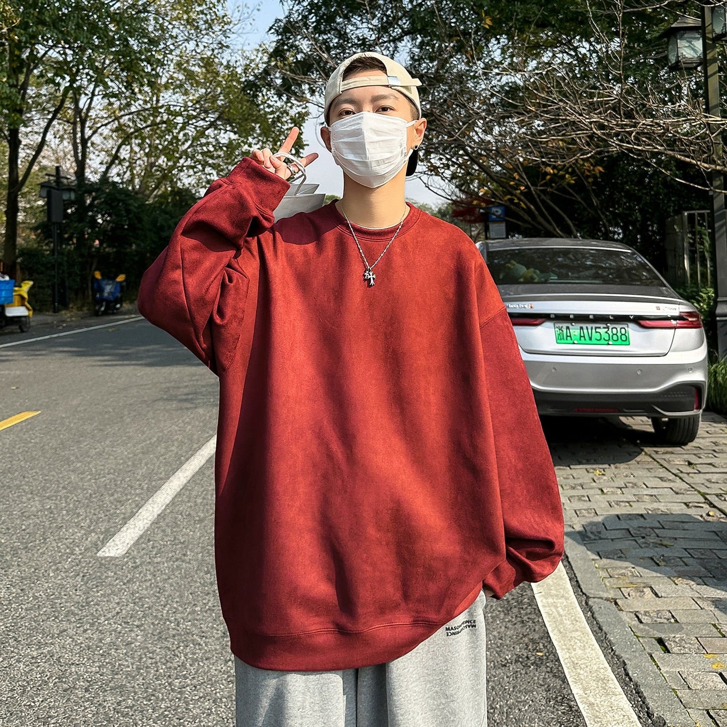 Korean Men's Oversized Sweatshirts Solid Color Hoodies Couple's Jumper Large High Street Hoodies Harajuku Fashion Male Pullovers