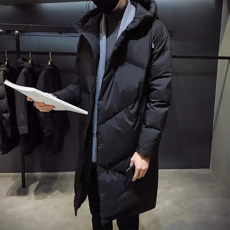 Men's High Quality Hooded Jacket Black Fashion Winter Jacket Men Brand Clothing New Parka Men Thick Warm Long Coats