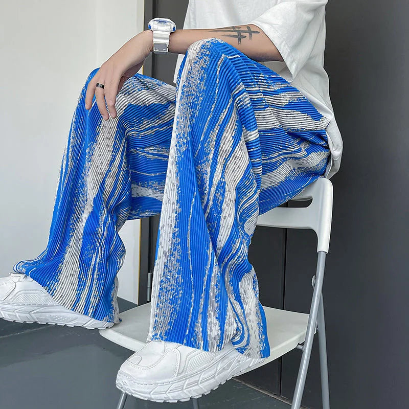 saferido Mopping Casual Pants Mens Spring Summer Oversize Fashion Sports Trousers Printed Loose Pants Straight Wide Leg Sweatpants S-5XL