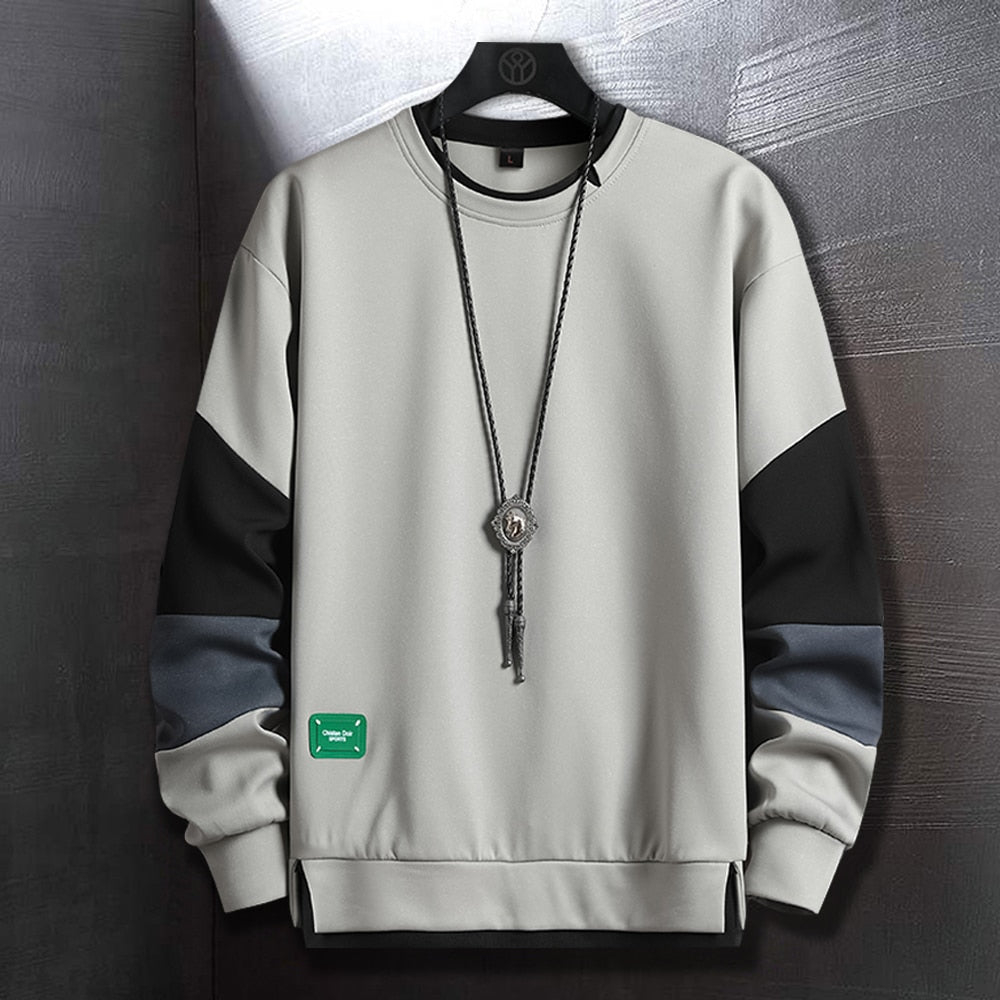 Sweatshirt For Men Fashion Autumn Winter Casual Long Sleeve Sweatshirt Men High Street Clothes Crewneck Shirt Men Hoodie No Hood