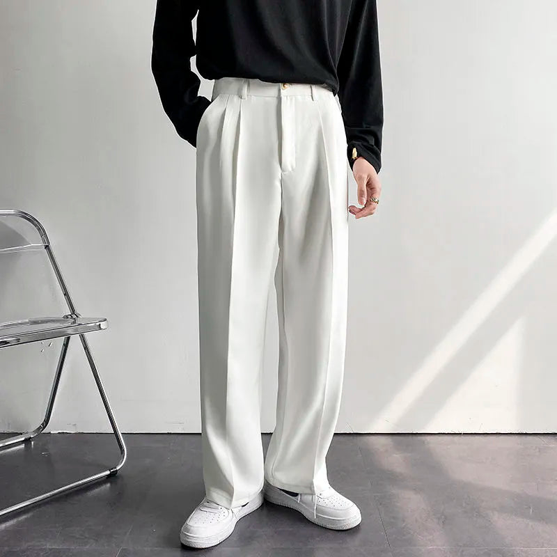 Autumn New Straight Suit Pants Loose Casual Men's High Street Wide Leg Korean Fashion Male Trousers