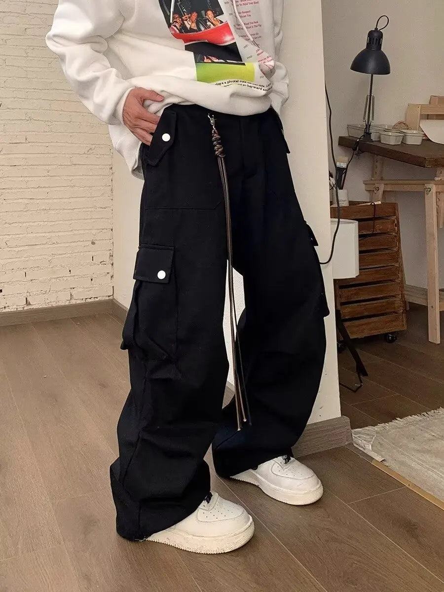 saferido Wide Cargo Pants Men Baggy Oversize Cargo Trousers Male Oversize Loose Casual Streetwear Hip Hop Pocket Spring