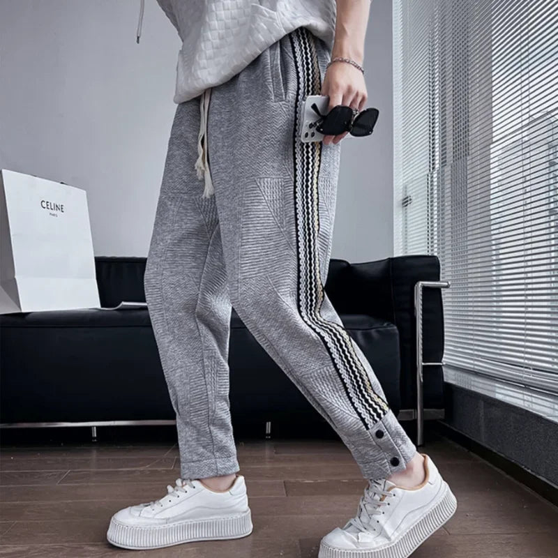 saferido Male Sweat Pants Sport Grey Track Trousers Slim Sweatpants for Men Stripe Jogger Athletic Korean Style New Items in Stylish Y2k