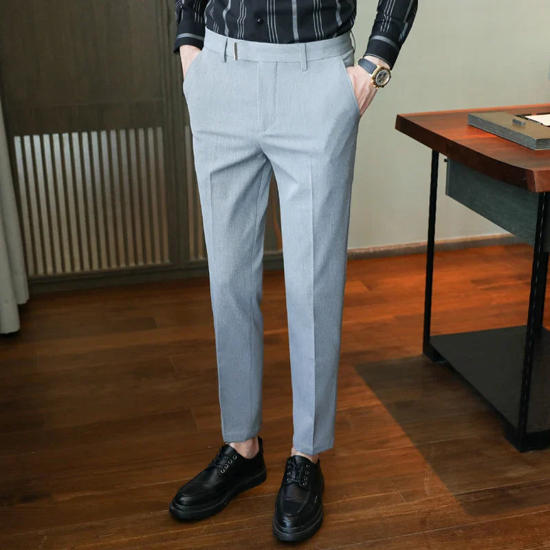 saferido British Style Business Formal Wear Suit Pant Men Clothing Simple Slim Fit Casual Office Trousers Straight Pantalones Hombre