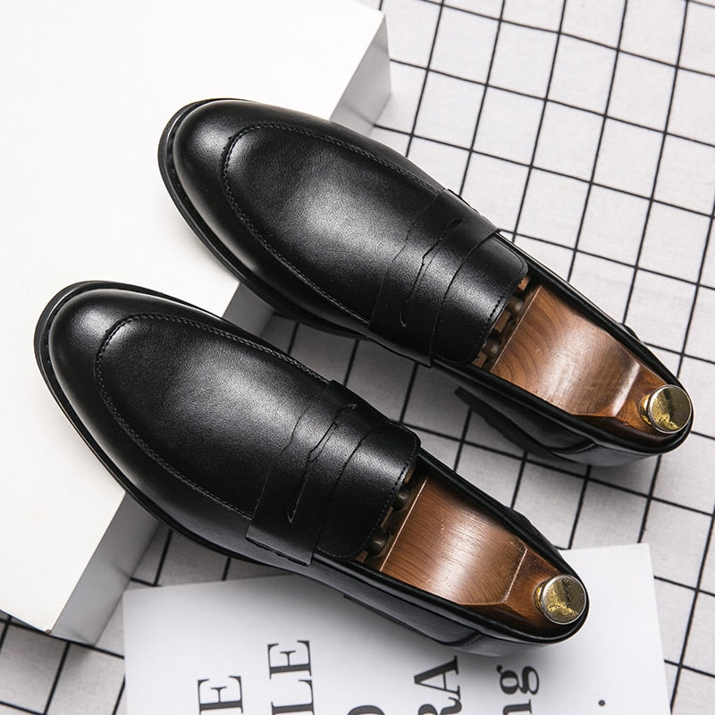 saferido Evening Dress Men Shoes High Quality Black New Stylish Design Slip-on Shoes Casual Formal Office Leather Shoes Luxury Career