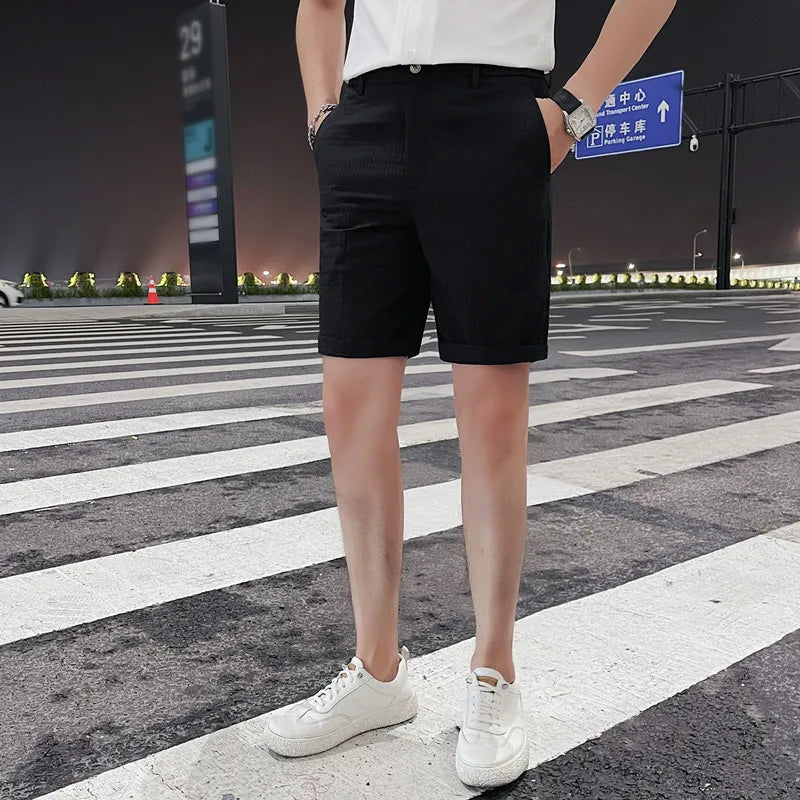 saferido Korean Style Summer Fashion Casual Plaid Shorts Brand Clothing Leisure Slim Fit Men Business Shorts