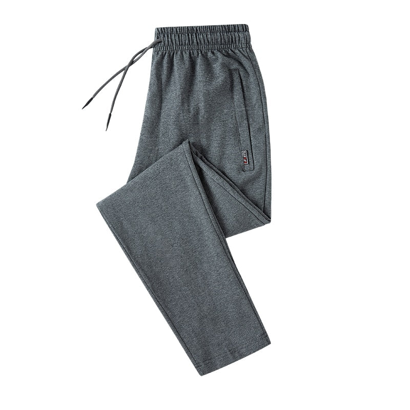 New Korean Style Straight Sports Running Pants Men'S Spring Autumn Loose Casual Pure Cotton Large L-8Xl 135Kg Knitted Trousers