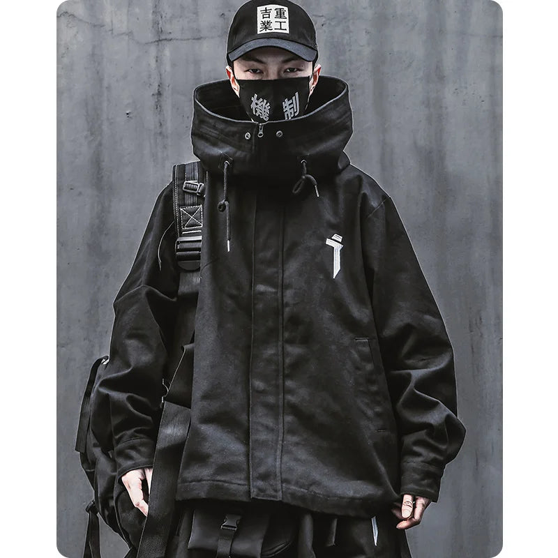 saferido Men Japanese Harajuku Sweatshirt Oversize Hoodie Long Cloak Hip Hop Gothic Outwear Streetwear Techwear Coat Tops Clothes
