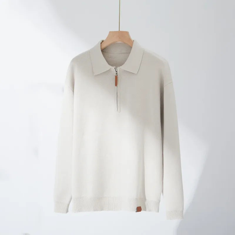 Autumn Clothing Men's Clothing Luxury Knitted Polo Shirt Casual Fashion Zippers Solid Color Long Sleeve Pullovers Leisure Shirt