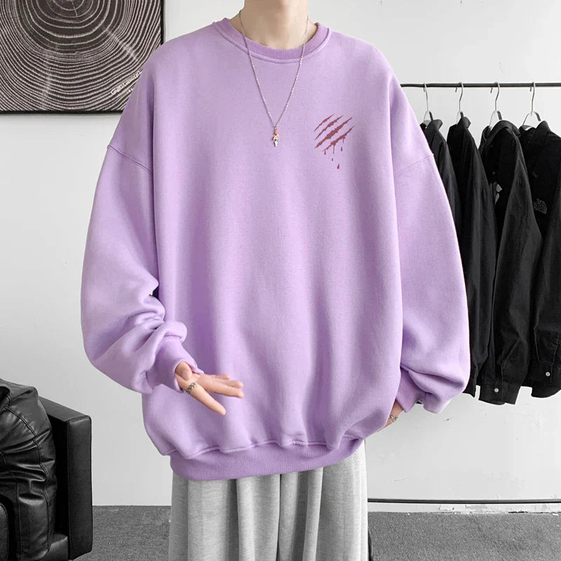 saferido Hipster Men Sweatshirt Oversize Streetwear Autumn Round Neck Sweat Shirt Harajuku Unisex Casual Sports Pullover Sweatshirts