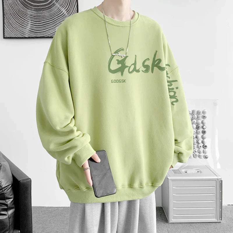 saferido Men's Multicolor 15 Color Sweatshirt Loose Large Size 5XL Personalized Printed Korean Street Tops Funky Casual Round Neck Tops