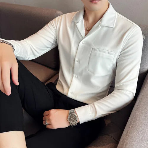 saferido Men Spring High Quality V-Neck Stylish Long-Sleeved Shirts/Male Slim Fit Business And Casual Office Dress Shirts Tops 4XL