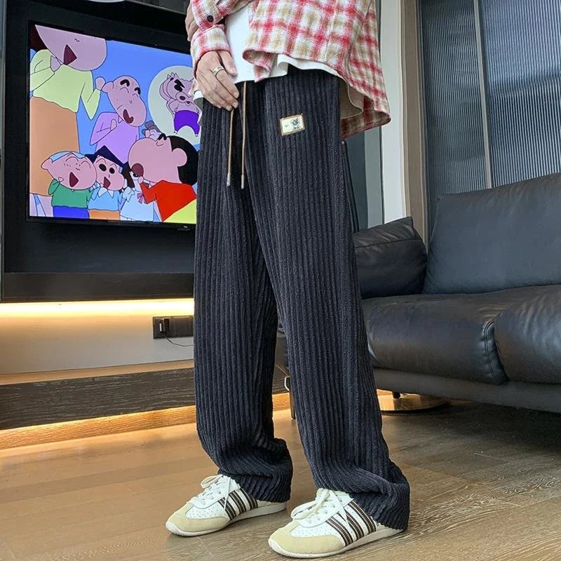 saferido Winter Thickened Pants Men Warmth Fashion Oversized Wide Leg Pants Men Streetwear Loose Straight Pants Mens Thick Trousers