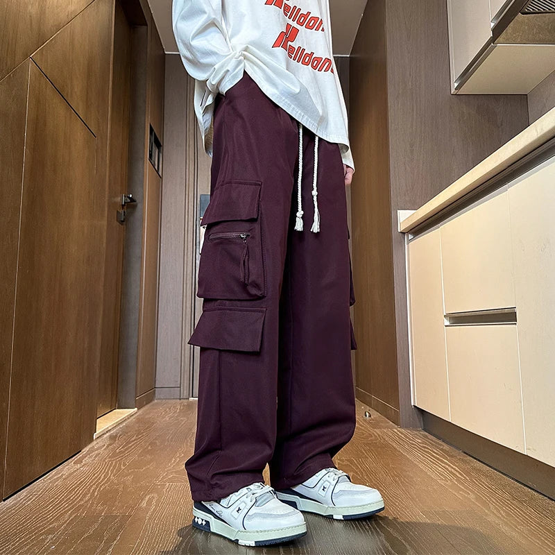 saferido Spring New Cargo Pants Men's Loose Straight Oversize Clothing Men's Baggy Sweatpants Multi-Pockets Jogger Trousers 5XL