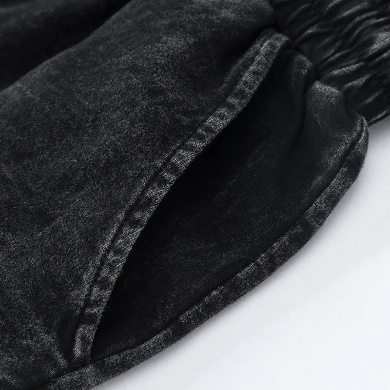 saferido Casual Streetwear American Vintage Fashion Brand Letter Shorts for Men's Summer New Wash Old Loose Cotton Capris for Men and Women