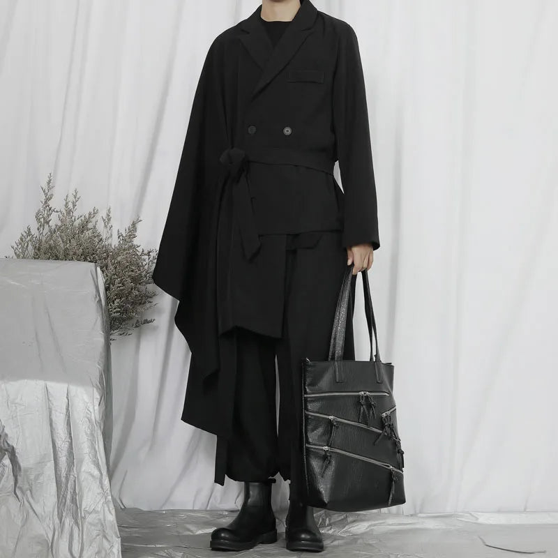 saferido New Suit Men's Spring and Autumn Casual Men's Trend Niche Personality Irregular Creative Fashion Loose Suit Jacket