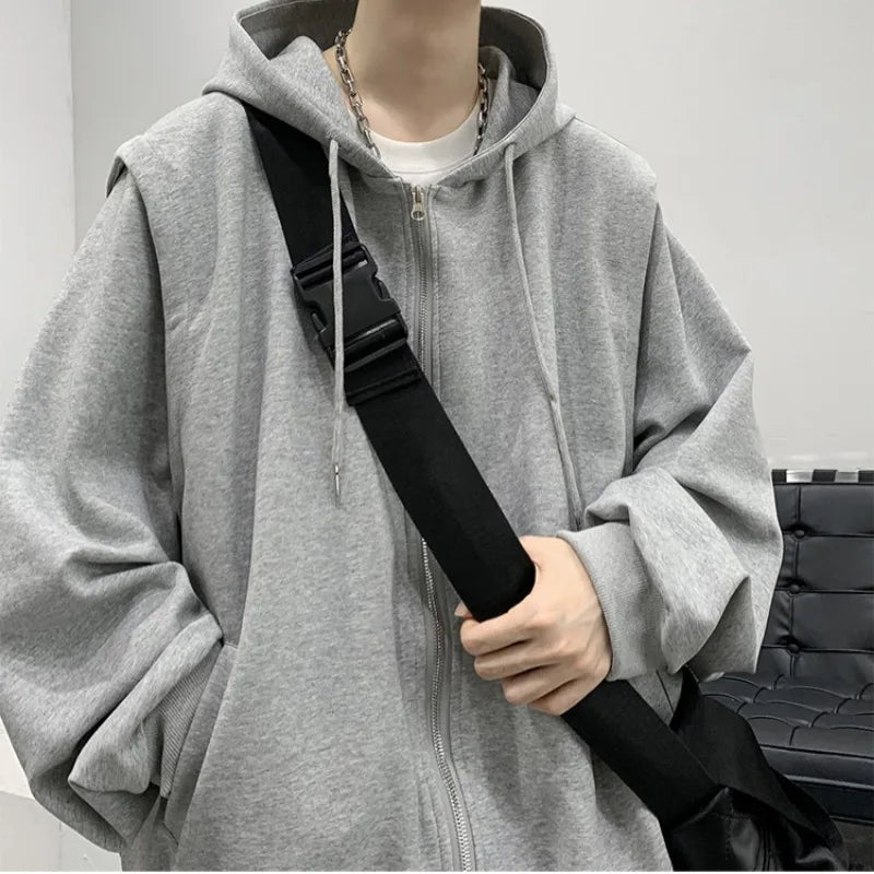 saferido Hooded Hoodies Men Solid Classic Outwear Korean Fashion American High Street Sweatshirts Teens Couples All-match Coats Trendy